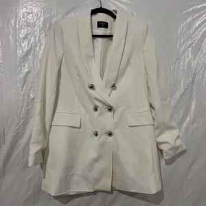 T Tahari White Double Breasted Blazer Size 6 US
